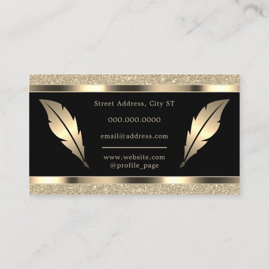 豪華な金のペンの羽 名刺 (裏面)