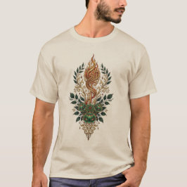 豪華な金の炎の植物紋章Tシャツ Tシャツ
