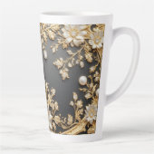 豪華な金の花のフレーム カフェラテマグ (右)