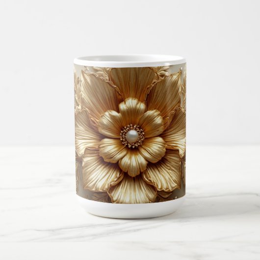 豪華な金の花のフレーム コーヒーマグカップ (中央)