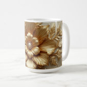 豪華な金の花のフレーム コーヒーマグカップ (正面右)