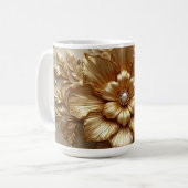 豪華な金の花のフレーム コーヒーマグカップ (正面左)