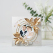 豪華な金の花の結婚式のお礼カード サンキューカード (スタンド正面)