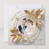 豪華な金の花の結婚式のお礼カード サンキューカード (正面)