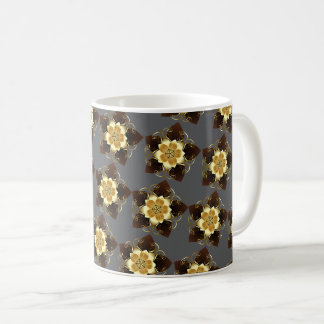 豪華な金の花曼荼羅装飾デザイン コーヒーマグカップ