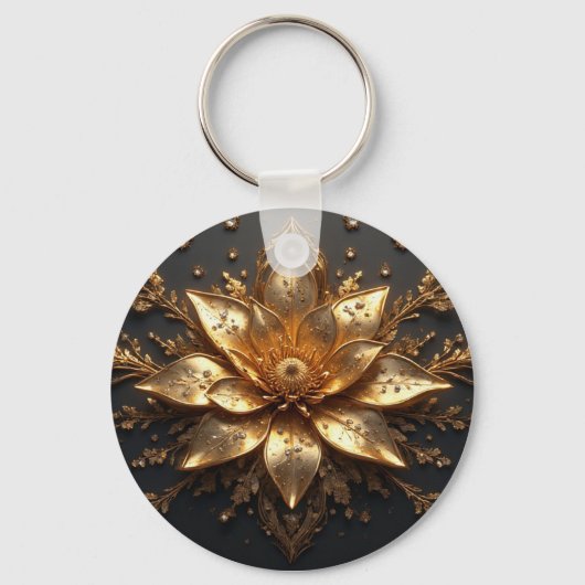 豪華な金の花 キーホルダー (正面)