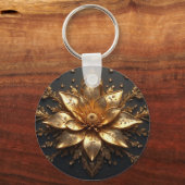 豪華な金の花 キーホルダー (正面)