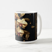 豪華な金の蘭の花の芸術作品 コーヒーマグカップ (正面右)