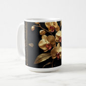 豪華な金の蘭の花の芸術作品 コーヒーマグカップ (正面左)