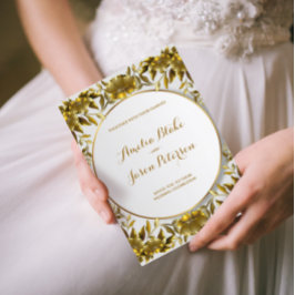 豪華な金ゴールドが刻ま結婚れた葉 招待状