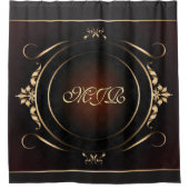 豪華な金ゴールドが栄えた背景のモノグラム シャワーカーテン (正面)