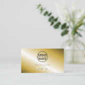 豪華な金ゴールドきらめくシルバーダイヤモンドとロゴ 名刺 (スタンド正面)