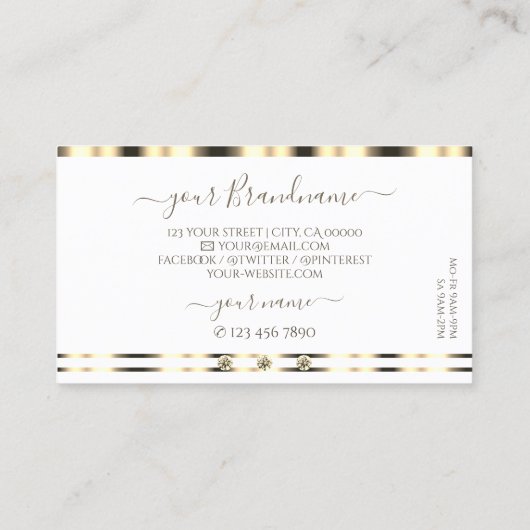 豪華な金ゴールドきらめくホワイトダイヤモンド 名刺 (裏面)