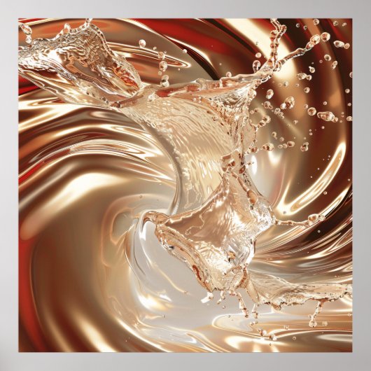 豪華な金ゴールドとクリームの流体アートポスター ポスター (正面)