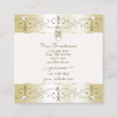 豪華な金ゴールドとクリーム華美オーナメントイニシャル スクエア名刺 (裏面)