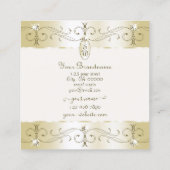 豪華な金ゴールドとクリーム華美オーナメントモノグラム スクエア名刺 (裏面)