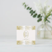 豪華な金ゴールドとクリーム華美オーナメントモノグラム スクエア名刺 (スタンド正面)