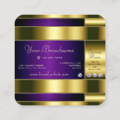 豪華な金ゴールドとダイヤモンド付き紫フェイク色 スクエア名刺 (裏面)