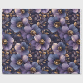 豪華な金ゴールドとバイオレット植物芸術 ラッピングペーパー (フラット)