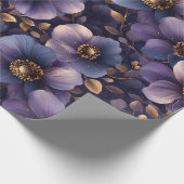 豪華な金ゴールドとバイオレット植物芸術 ラッピングペーパー (角)