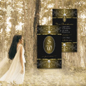 豪華な金ゴールドとブラック華美オーナメントモノグラム 名刺