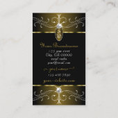 豪華な金ゴールドとブラック華美オーナメントモノグラム 名刺 (裏面)