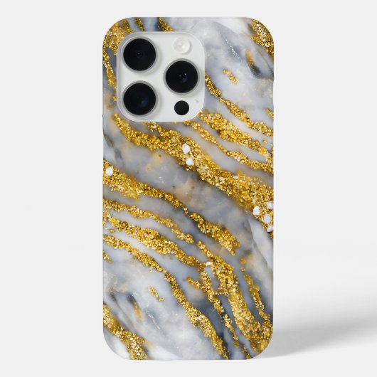 豪華な金ゴールドとマーブルエレガンス Case-Mate iPhoneケース (裏面)