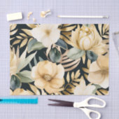 豪華な金ゴールドと白フローラ 薄葉紙 (クラフト)