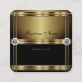 豪華な金ゴールドと輝くダイヤモンドで黒 スクエア名刺 (正面)