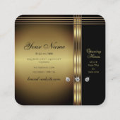 豪華な金ゴールドと輝くダイヤモンドで黒 スクエア名刺 (裏面)