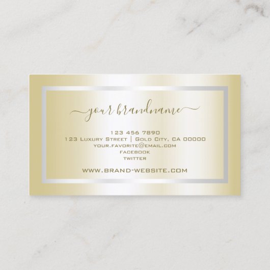 豪華な金ゴールドと銀と小さなライン石 名刺 (裏面)