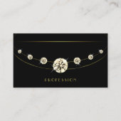 豪華な金ゴールドと黒きらめく宝石ダイヤモンド 名刺 (正面)