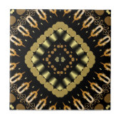 豪華な金ゴールドと黒モザイク幾何学模様 タイル (正面)