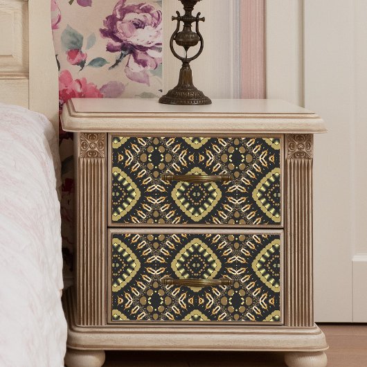 豪華な金ゴールドと黒モザイク幾何学模様 薄葉紙