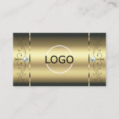 豪華な金ゴールドのロゴとフォート付き角切り宝石 名刺 (正面)