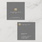 豪華な金ゴールドのロゴの書道のスタイルの最小主義の灰色 スクエア名刺 (正面/裏面)