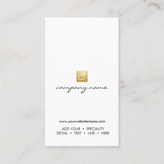 豪華な金ゴールドのロゴの書道の最小主義の垂直 名刺 (正面)