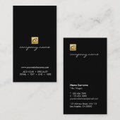 豪華な金ゴールドの書道の最小主義の黒い垂直 名刺 (正面/裏面)