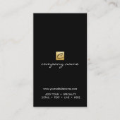 豪華な金ゴールドの書道の最小主義の黒い垂直 名刺 (正面)
