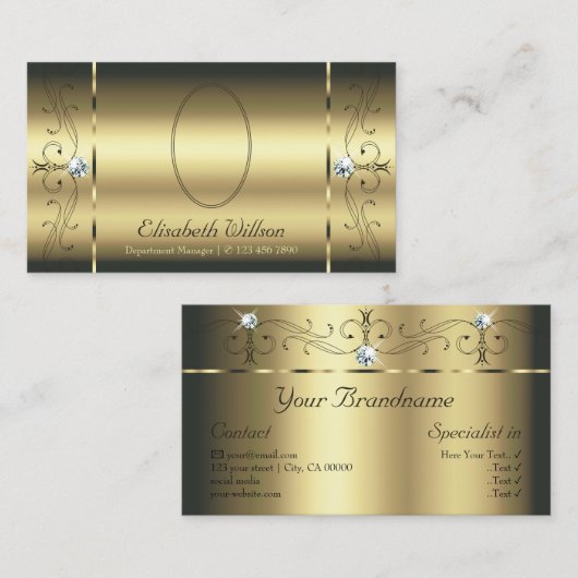 豪華な金ゴールドの角切った宝石にフォートグラマラスを追加 名刺 (正面/裏面)
