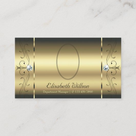 豪華な金ゴールドの角切った宝石にフォートグラマラスを追加 名刺 (正面)