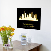 豪華な金ゴールドアメリカのスカイライン経度L A 箔ポスター (レイダウン (キッチン))