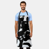 豪華な金ゴールドアート:抽象芸術ブラックストローク。 エプロン (着用した状態)