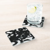 豪華な金ゴールドアート：抽象芸術ブラックストローク。 ガラスコースター (アングル)