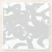 豪華な金ゴールドアート：抽象芸術ブラックストローク。 ガラスコースター (裏面)