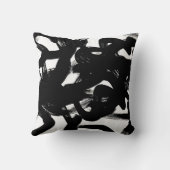 豪華な金ゴールドアート:抽象芸術ブラックストローク。 クッション (裏面)