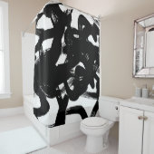 豪華な金ゴールドアート:抽象芸術ブラックストローク。 シャワーカーテン (インサイチュ)