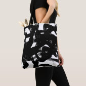 豪華な金ゴールドアート:抽象芸術ブラックストローク。 トートバッグ (クローズアップ)