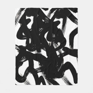 豪華な金ゴールドアート：抽象芸術ブラックストローク。 フリースブランケット