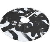 豪華な金ゴールドアート：抽象芸術ブラックストローク。 ブラッシュドポリエステルツリースカート (アングル)